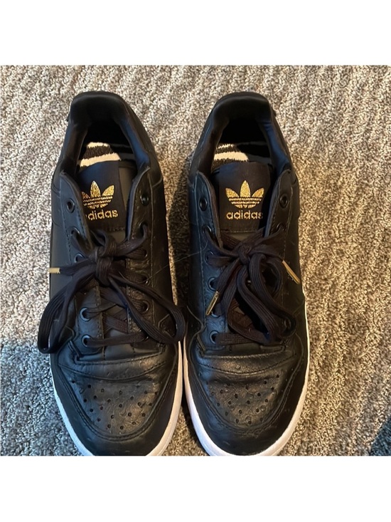 adidas Shoes - Adidas Forum Black Gold Leather Platform Bold Sneaker size 9